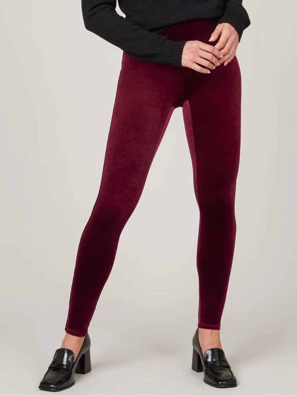 SPANX Velvet High-Rise Leggings Burgundy Small